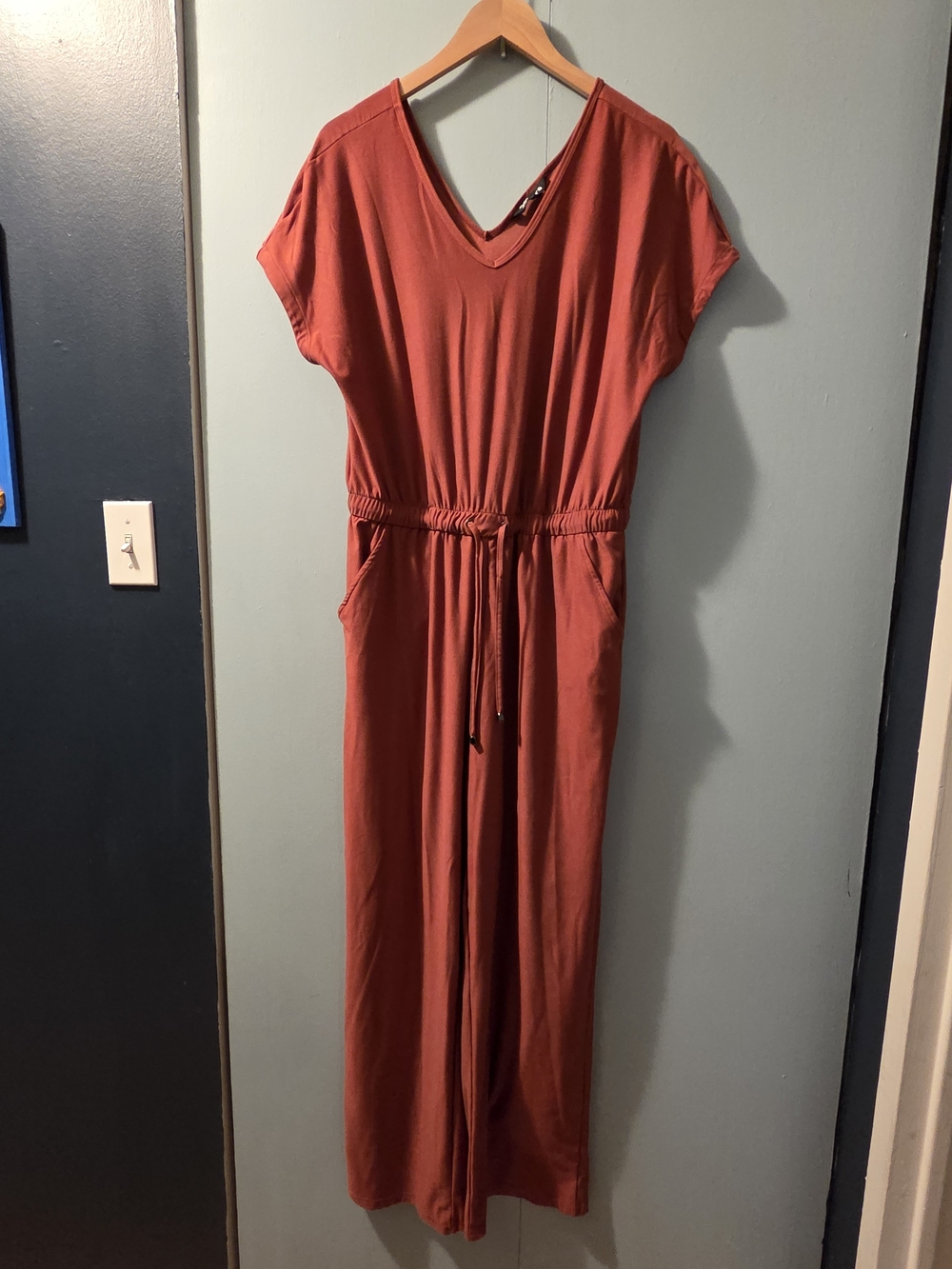 Sara Burnt Orange Maxi Jumpsuit with Drawstring Waist
